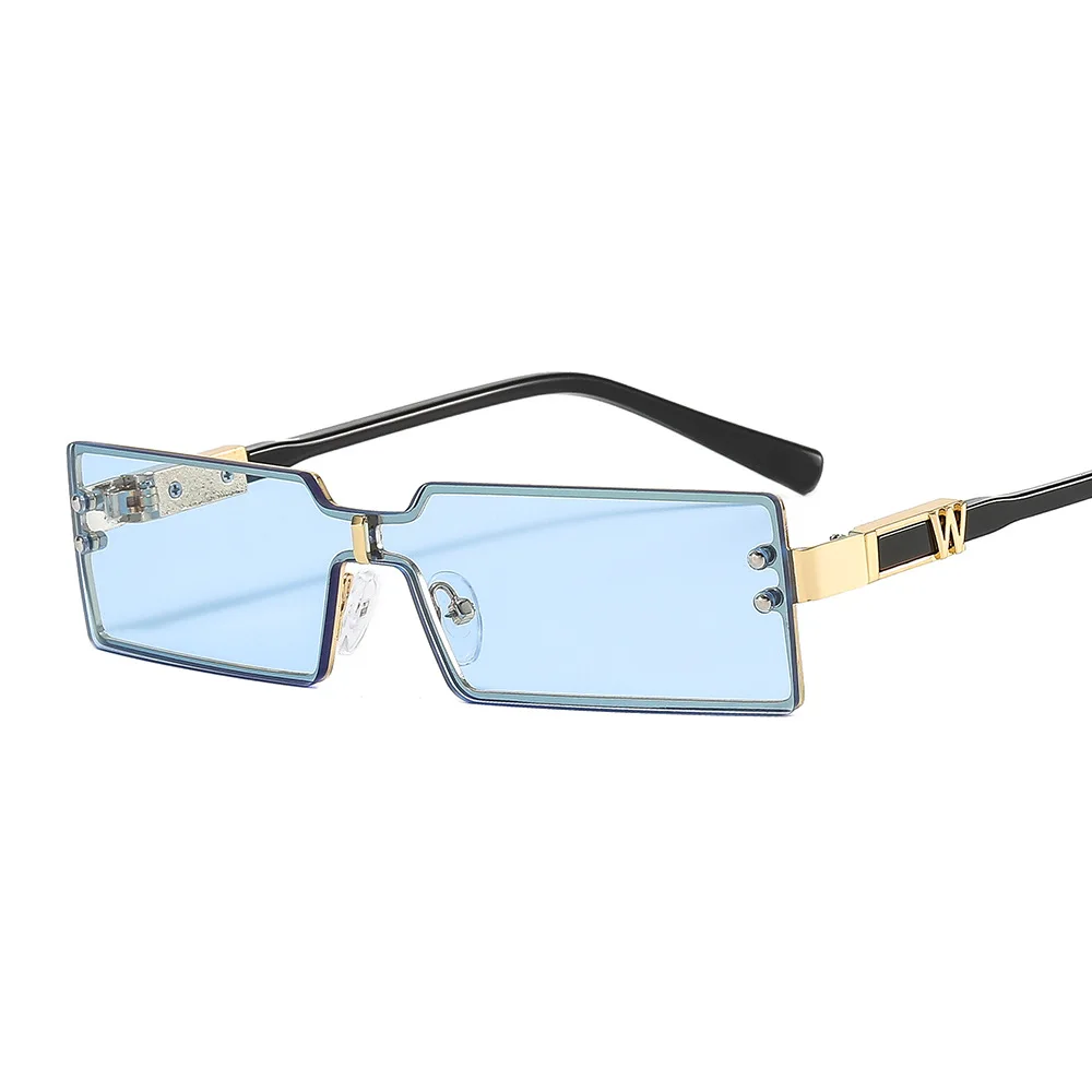 

New Fashion Men And Women Small Frame Square Metal One Piece Sunglasses