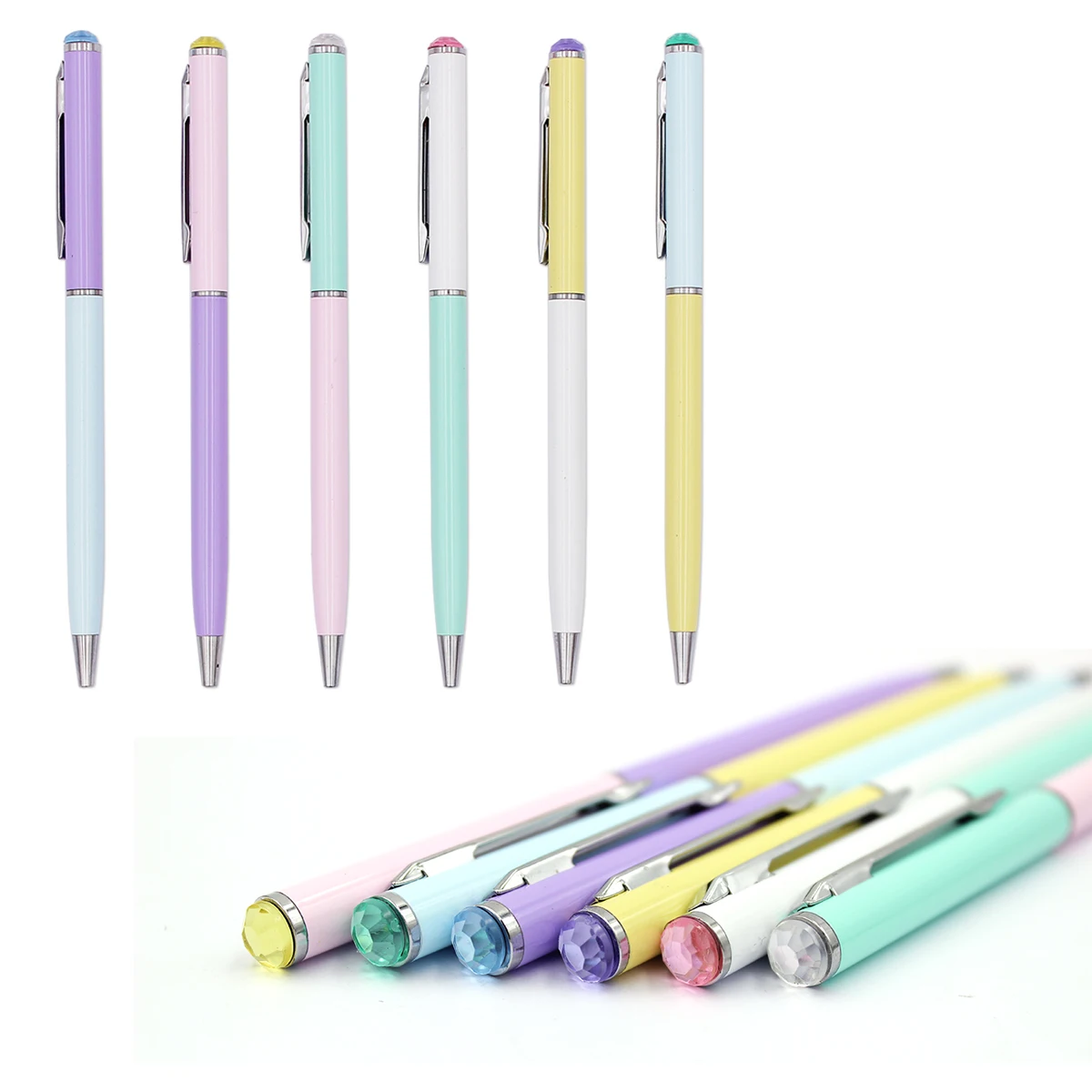 Fashion Ball Pen With Crystal,Pastel Color Metal Pen Buy Ball Pen