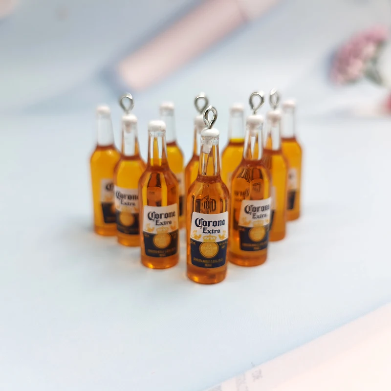 

New Drinking Bottle De Beer Bottle Resin Earring Charms for Keychain Necklace Pendant