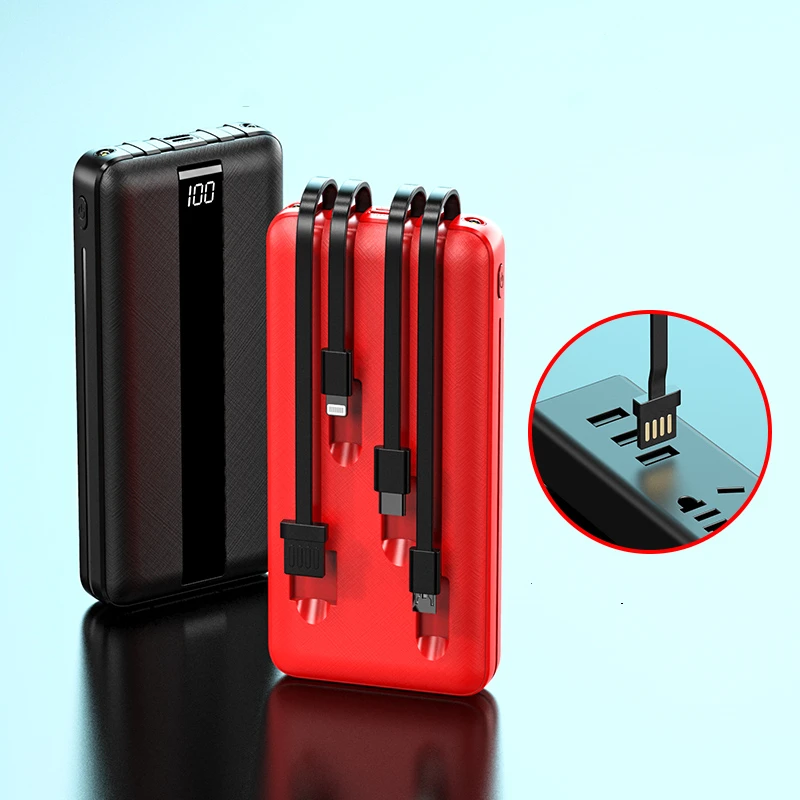 

Shenzhen Power Bank 20000mAh three input four output Portable Mobile PowerBanks, Black+red+white