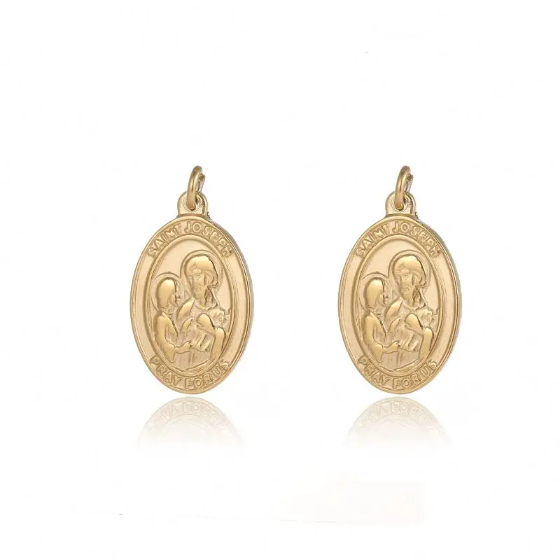 

Saint Joseph Amulet Gold Necklace Religious Charm Plated Stainless Steel Pendant Accessories, Color