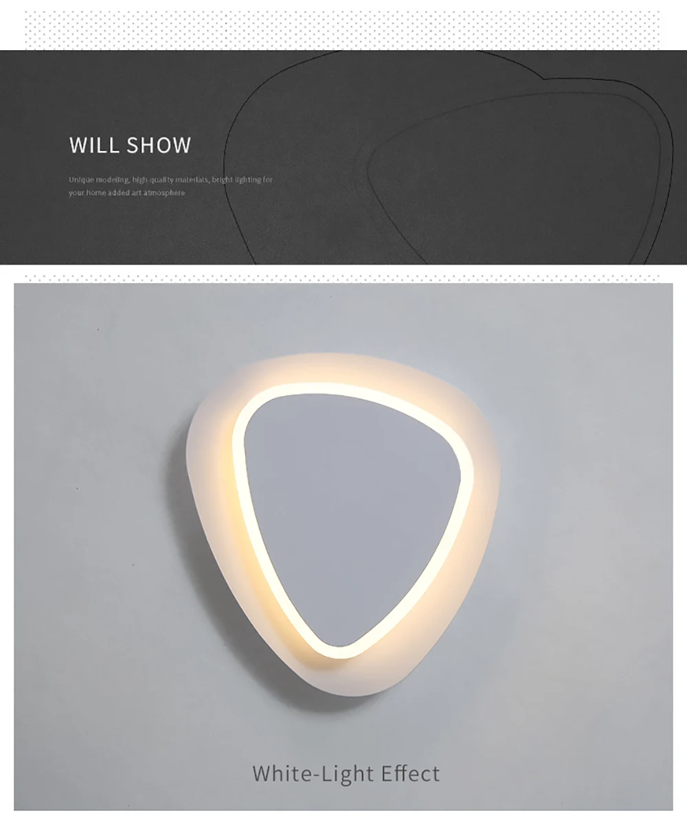 New design 18W 24W indoor wall light triangle 180degree rotatable white LED night light