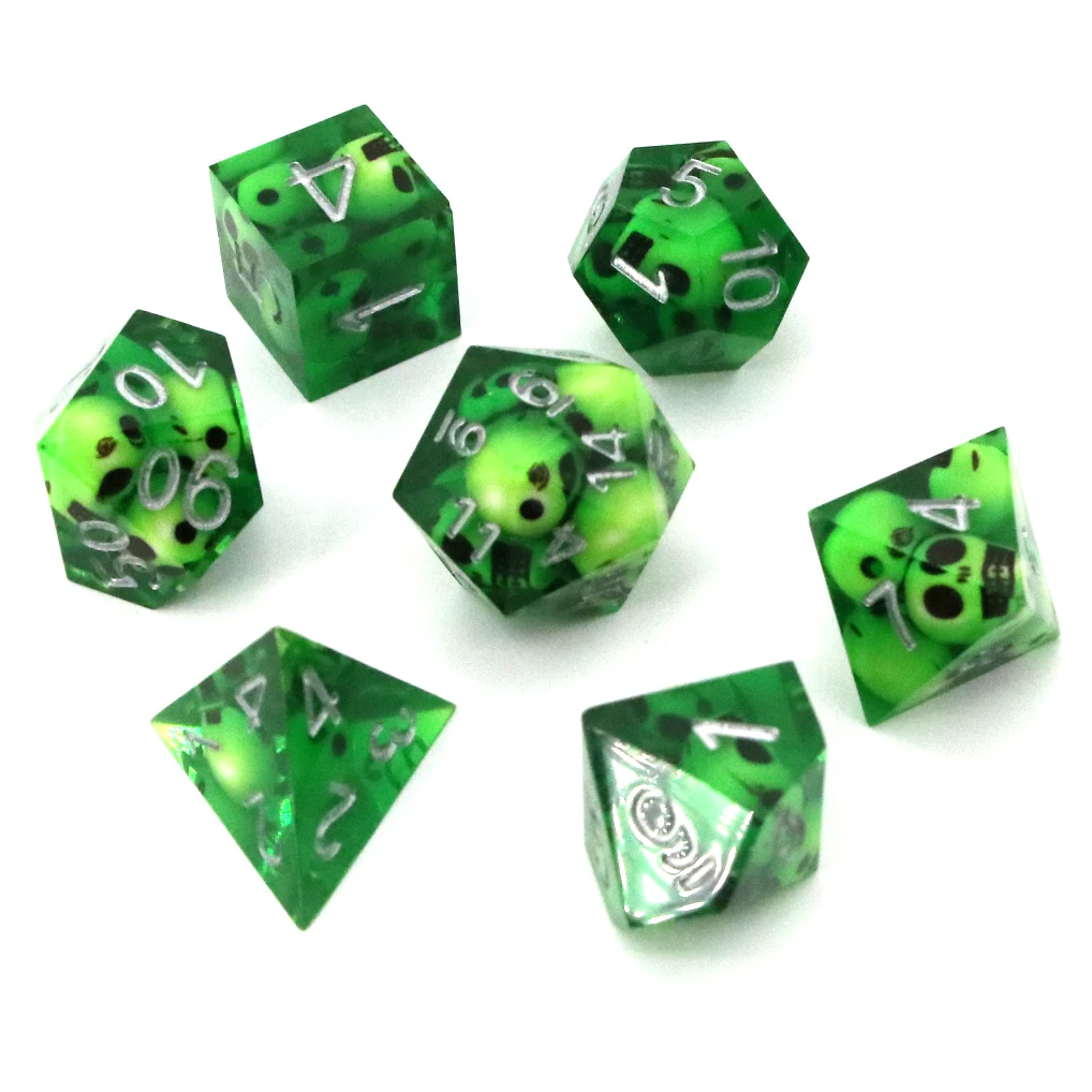 

Handmade Sparkling Green Polyhedral Resin Sharp Edge RPG Dice Set D4 D6 D8 D10 D12 D20 For Board Game DND, Colorful