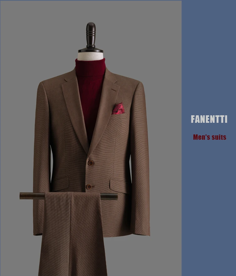 

Men's Suits Set for Men Two Piece Notch Lapel Wedding Trendy Business Suits for Men Costume Homme, Brown or custom color