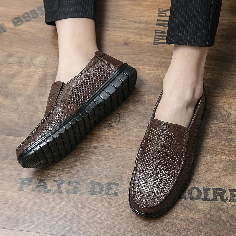 

1100 plus size men's breathable mesh casual boat shoes