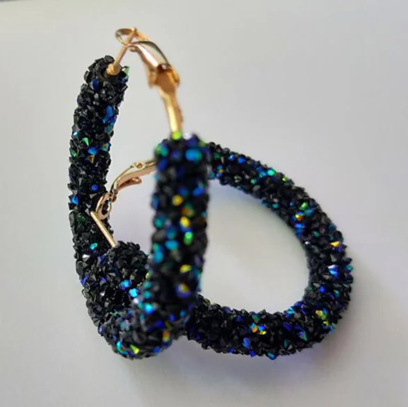 

Vintage Korean Female Fashion Gold Earring Crystal Circle Hoop Earrings