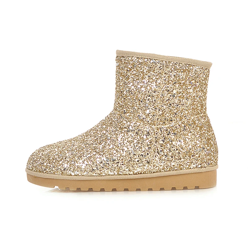 

Winter Round head Sequins slip-on flat-heeled lady snowshoes