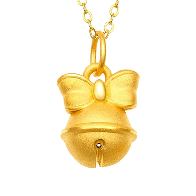

Vietnam Sand Gold On The Run Princess Necklace Hard Gold Bell Necklace Bow Necklace Gold Plated Christmas Eve Gift