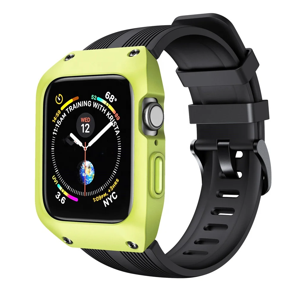 

Protective Case Sport Soft Silicone Watch Strap For Apple Watch Band 38mm 42mm 40mm 44mm