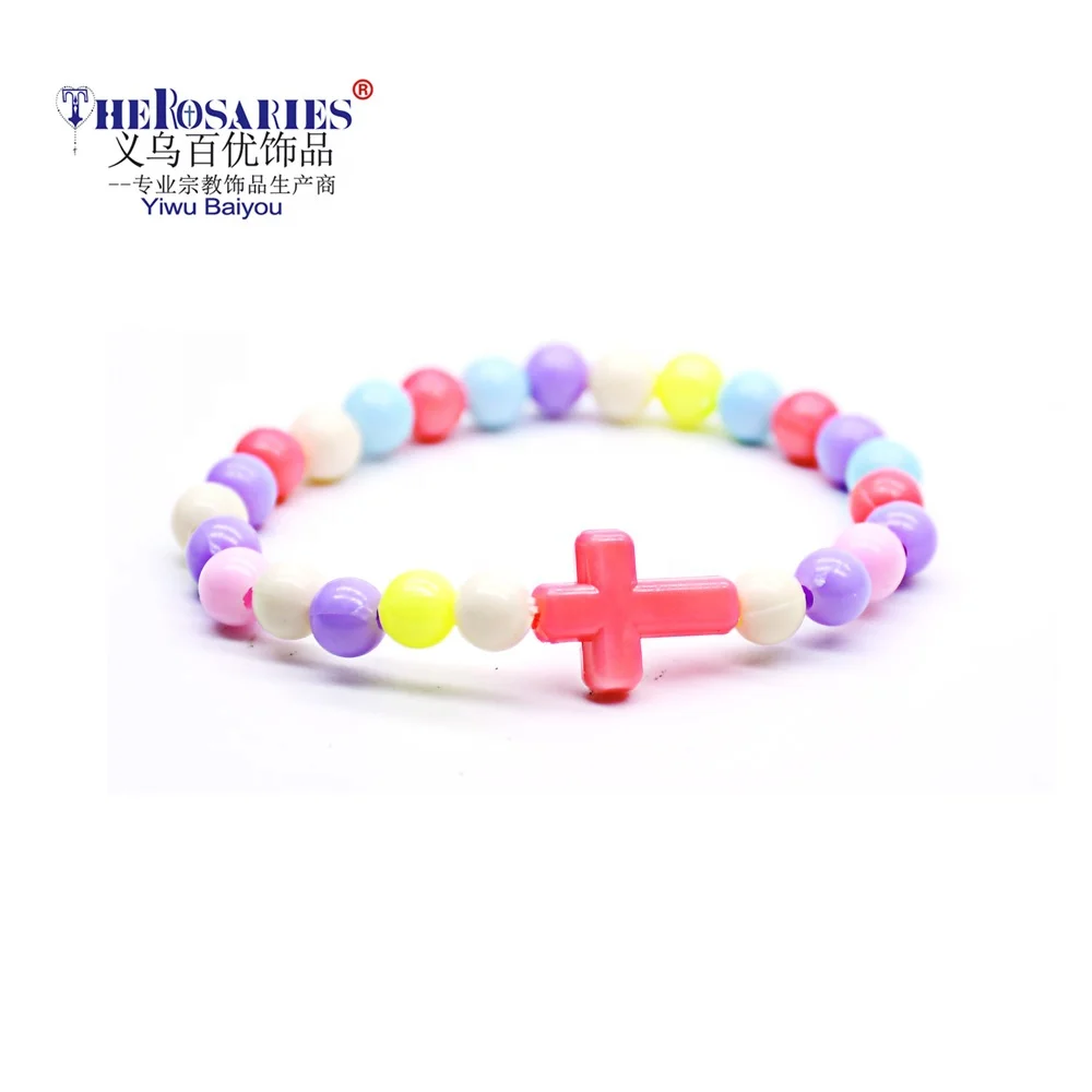 

Children colours Beads Cross Bracelet Catholicism Religious Gift for kids