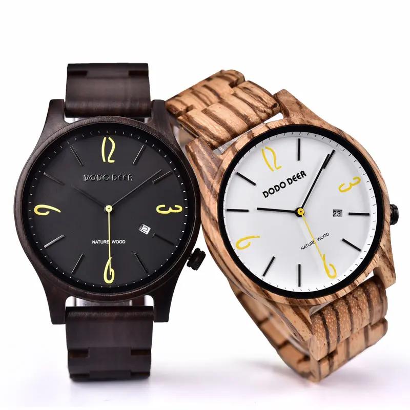 

2021 Dodo Dear Custom Logo For Lover Wooden Wrist Watch Bamboo Case And Band With Quartz Movt Watches