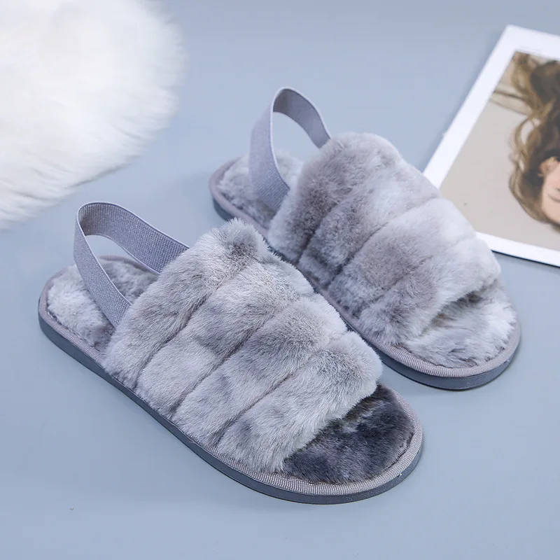 

Popular Latest Design Factory Wholesale Faux Fur Slippers For Women Winter Slides, Customized color