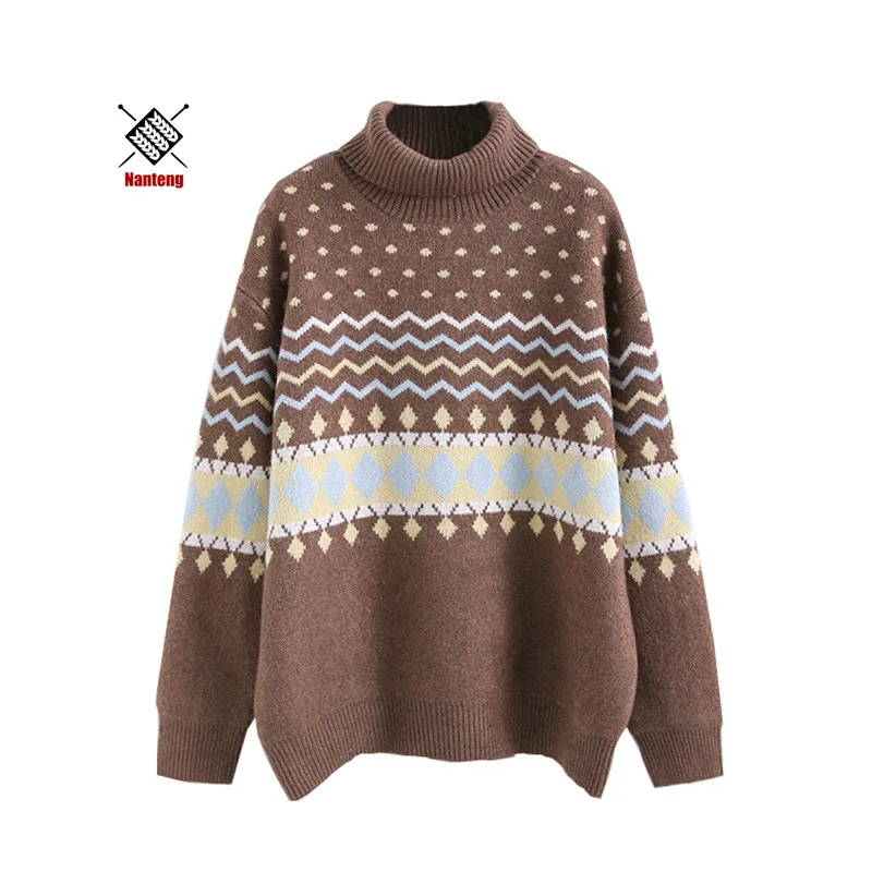 

Wholesale Custom Fashion Knitted Manufacturer Women Winter Turtleneck Fashion Sweater