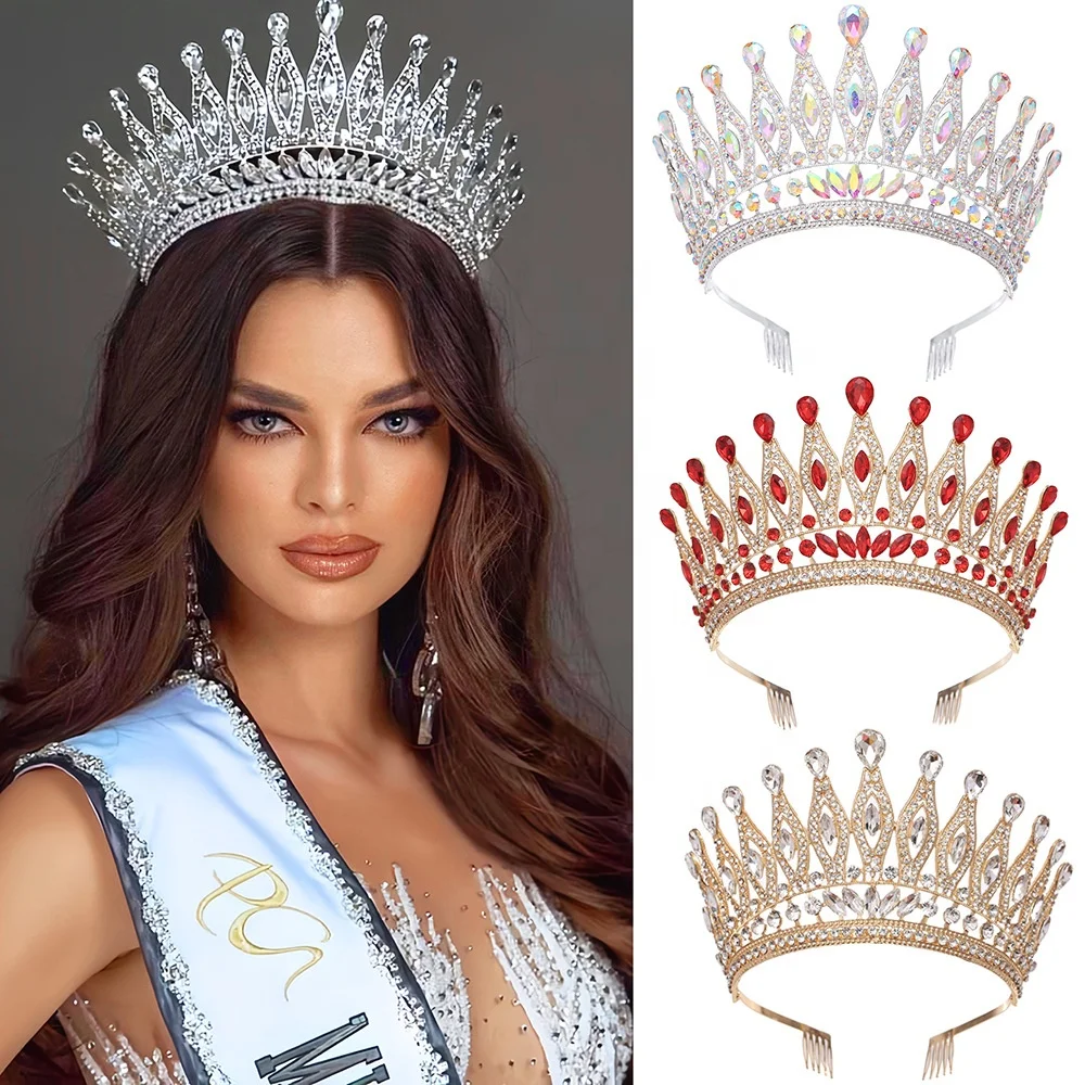 LUOXIN New Custom Wedding Pageant Tiara Crown Rhinestone Wedding Bridal Tiaras
