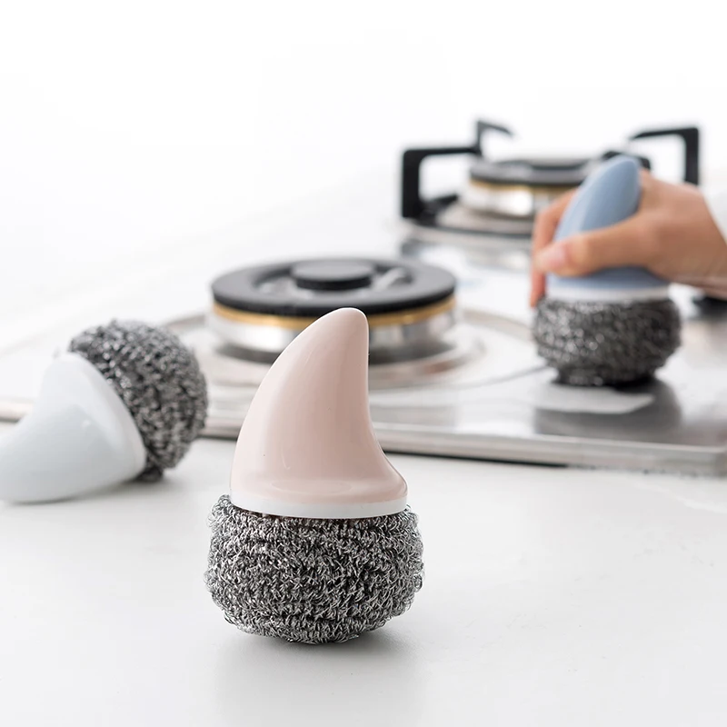 

Shark Shape Handheld Pot Brush High Quality Durable Easy Cleaning Pot Wash Dish Brush Steel Ball Table Cleaning Brush, Gray, blue, pink