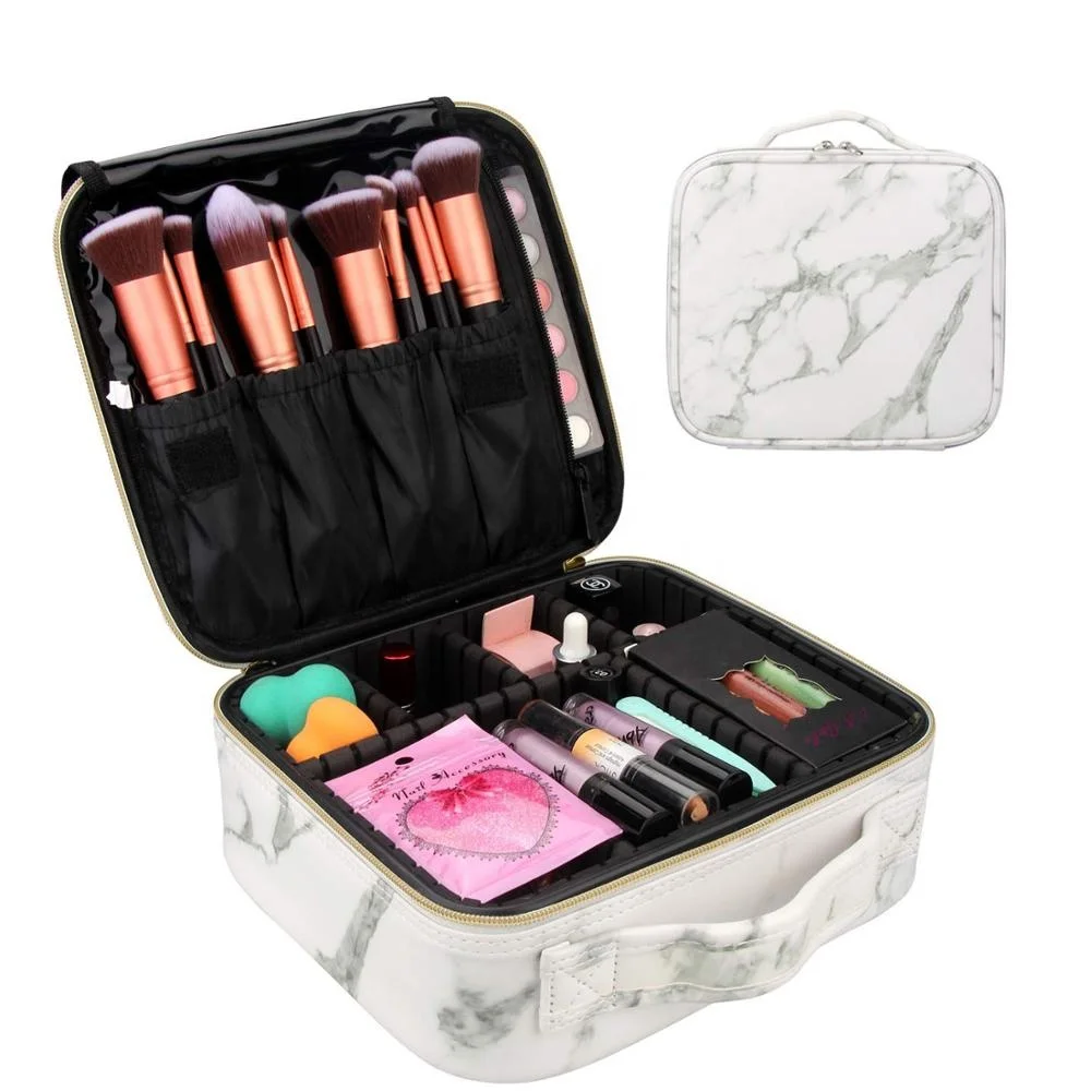 makeup bag with adjustable dividers