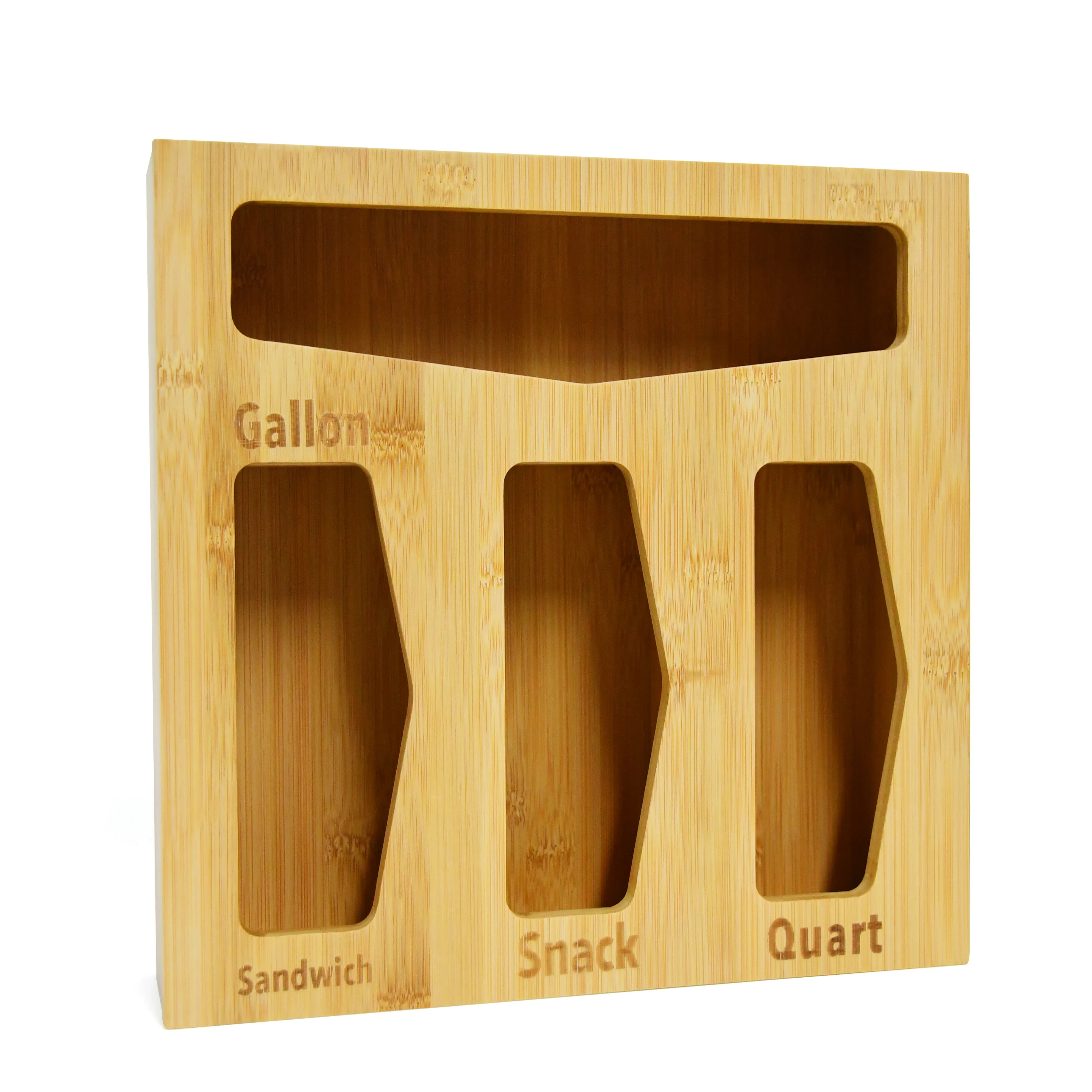 

Bamboo Ziplock Bag Storage Organizer for Kitchen Drawer, Suitable and Dispenser, Natural color