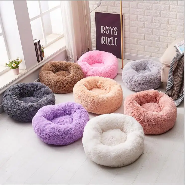 

Dog pets Korea round plush pet litter net red explosion cat litter pet bed supplies factory direct sales, Pink