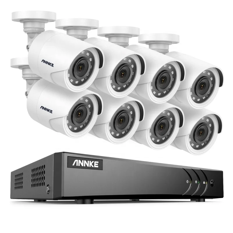 

ANNKE 8CH 5MP H.265+ 5 in 1 DVR Security Camera System 8pcs 1080p HD Outdoor IP66 Waterproof Security Camera