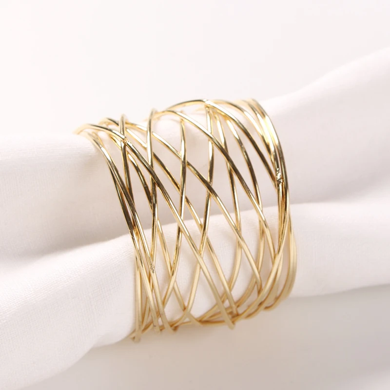 

Metal Plating Napkin Rings Simple Wrap Wire Napkin Buckle Perfect Tabletop Decoration for Wedding Parties Family Gathering