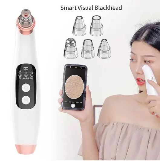 

2021 newest Visual HD Vacuum facial Blackhead Removal Suction WIFI Visible Blackhead Remover with Camera, White