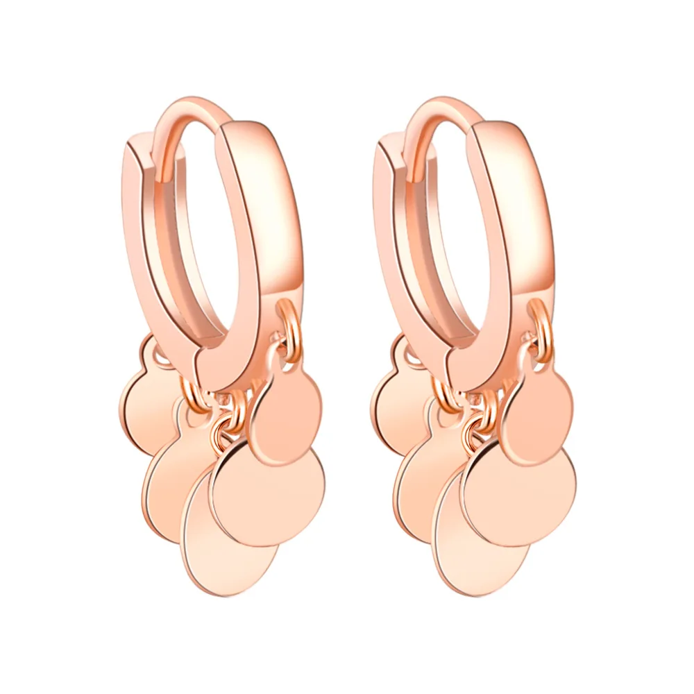 

Simple fashion temperament personality drop short earrings round disc tassel earring