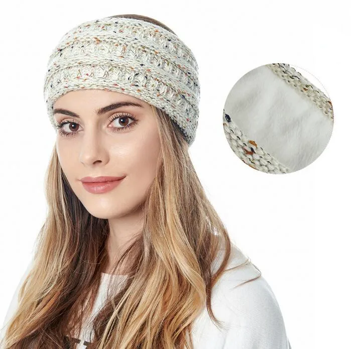 

Plush Earflaps Elastic Hair Accessories Turban Yoga Head Band Ear Muffs Headwrap Winter Sports Hairband Knitted Crochet Headband, 20 colors