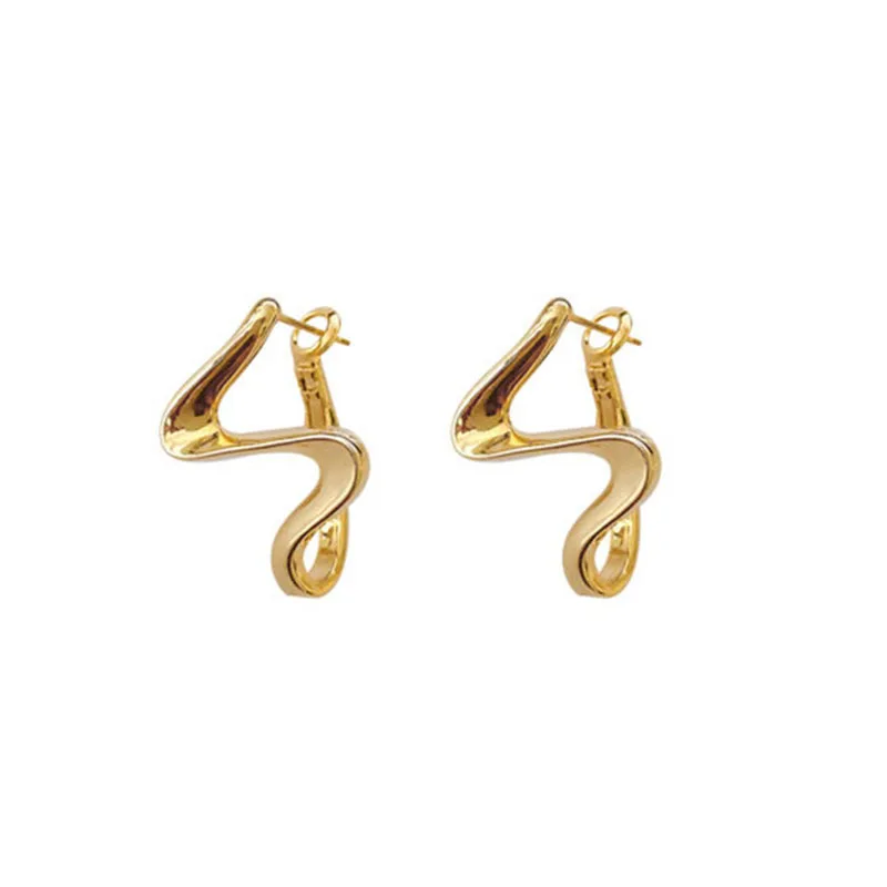 

New Trendy Simple Spiral Curved Earring Unique Design Wavy Curve Stud Earring Fashion Temperament Women Party Jewelry