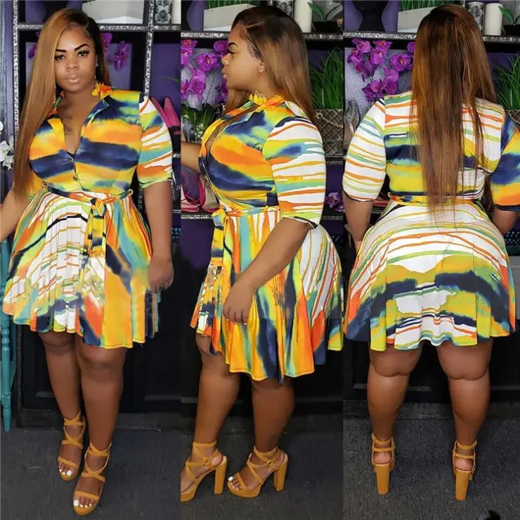 

W7596 fall women clothes plus size dress printed dress