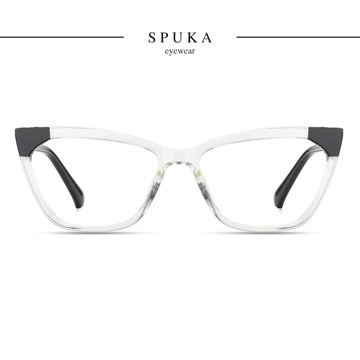 

SPUKA 2040 Fashion Cat Eye Glasses Frames Spring Hinge Women Eyewear TR90 Anti Blue Light blocking Glasses, Photo shows/custom
