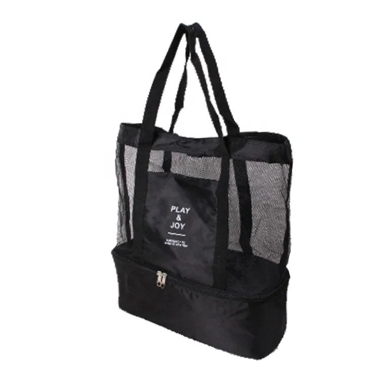 

Beach Insulation Package Double Bag Outdoor Picnic Bag Mesh Ice Pack Cooler Bag Solid Color, Green, blue, black, rose