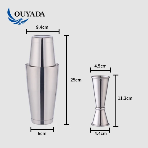 
Factory Direct 28oz coated stainless steel bar tools boston bartender cocktail shaker bar tools set with bamboo wood stand 