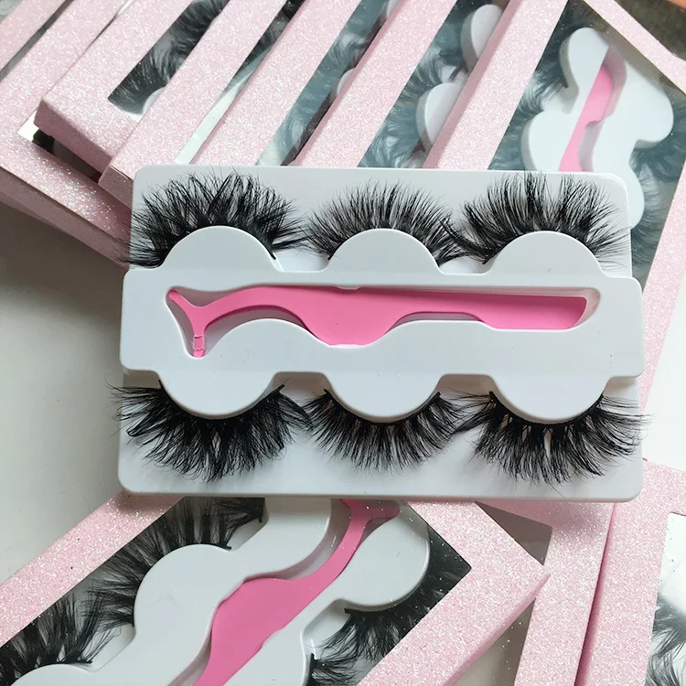 

Top sale 2019 3 pairs lash case eyelash book with tweezers 3d 25mm 30mm mink eyelashes