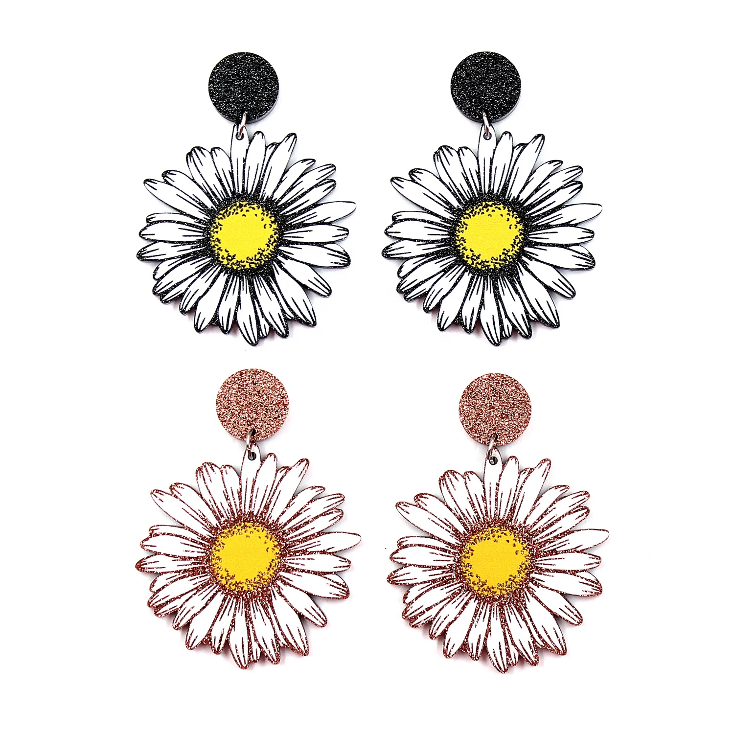 

HP109 Acrylic Daisy Dangle Earrings Glitter Beach Earrings Women Jewelry Acrylic Earrings, Picture