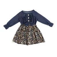 

2019 Children Clothing Wholesale Baby Clothes Puff Sleeve Jean and Milk Silk Leopard Print Girls Dresses Infant Toddler Dress