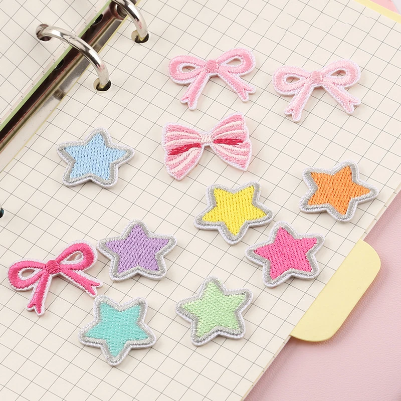 

Ins Style Girls Like Lovely Self-adhesive Embroidered Stickers Easy Match Decorative Star Bowknot Patches For Journal