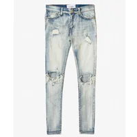 

DiZNEW OEM Slim Fit Dirty Jeans Ripped Holes Fashion Denim Pants for Men