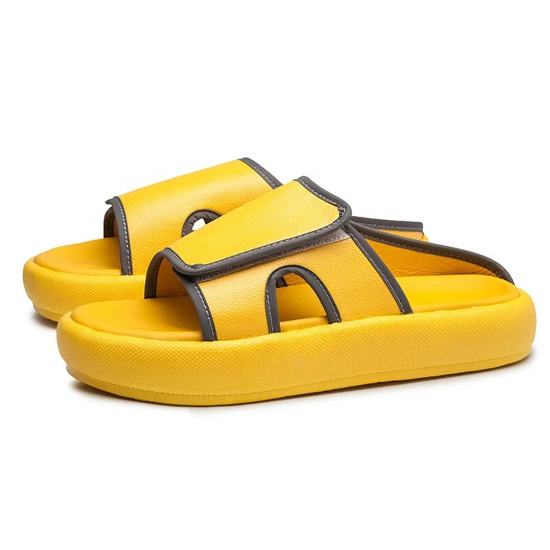 

2021 spring and summer new men's slippers for outer wear fashion trend flip flops European and American large size wholesale, Black,yellow,grey,beige,black gray