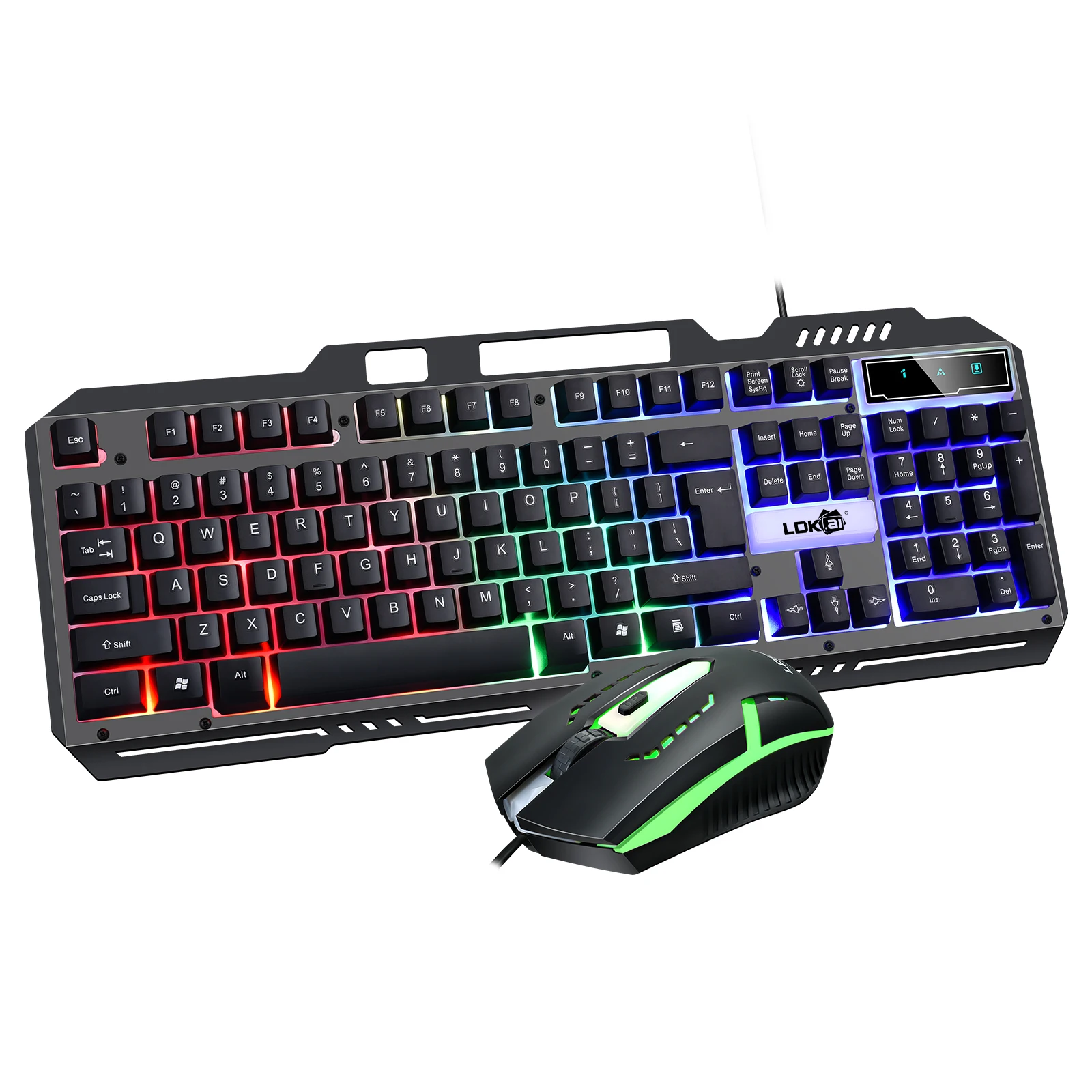 

hot selling products mobile rgb keyboard and mouse tray with phone holder for pc gamer, Black(color button)