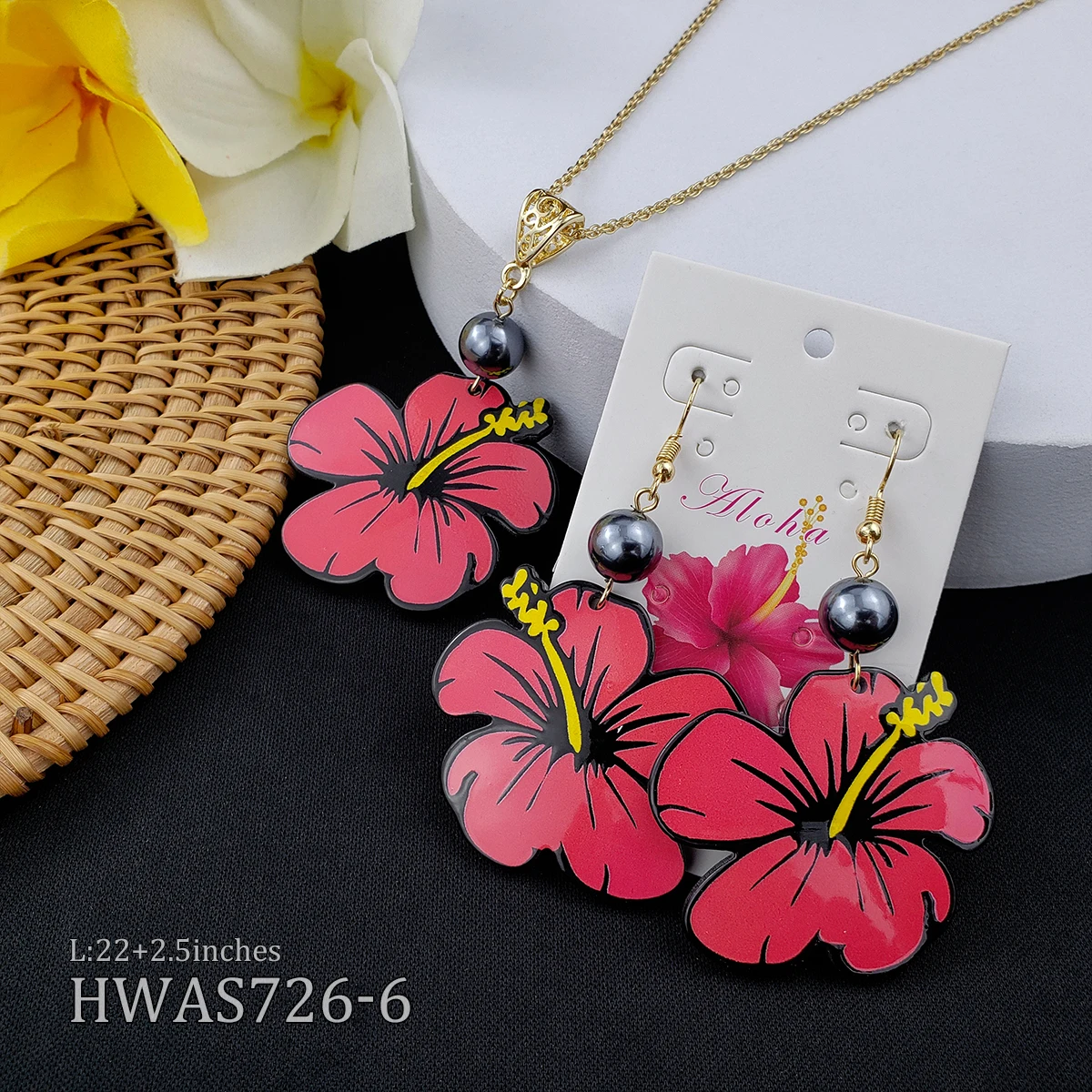

western style Hawaiian style ladies acrylic earrings necklace set for 2020