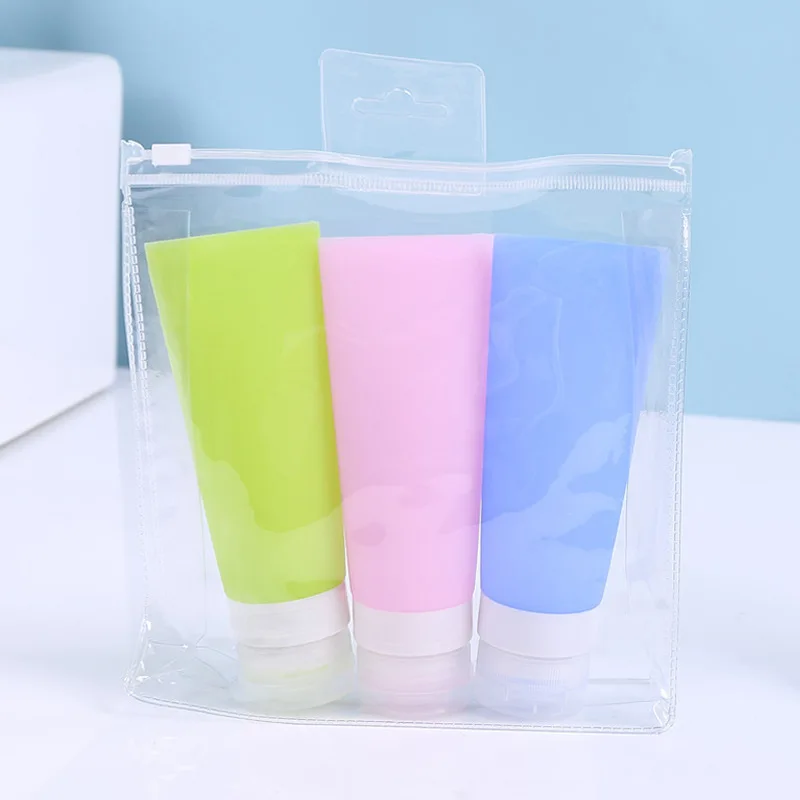 

TSA Approved Leak Proof Shampoo Bath Container Travel Packing Silicone Press Refill Travel Cosmetic Bottles Set For Liquids