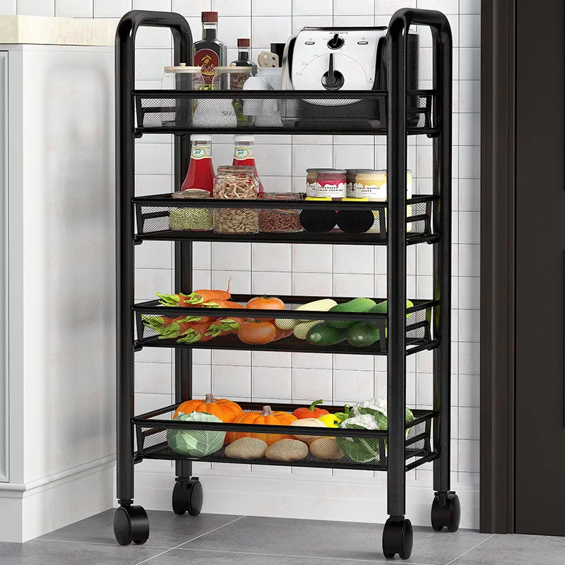 

Large Capacity 4-layer Cart Kitchen Storage Rack Metal Trolley Cart