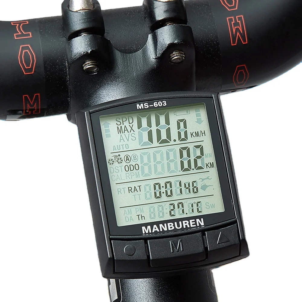 

BOGEER Waterproof Bicycle Computer Wireless And Wired MTB Bike Cycling Odometer Stopwatch Speedometer Watch LED Digital Rate ele, Black