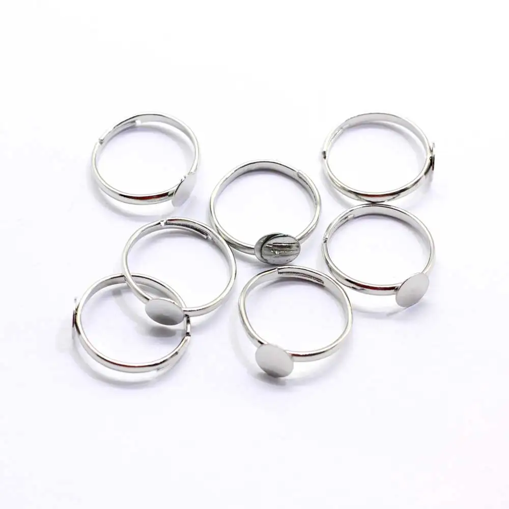 1000 PCS Blank Rings Mixed  Plated Adjustable Flat 6mm Ring Base Blank Jewelry Findings Ring Diameter 17MM