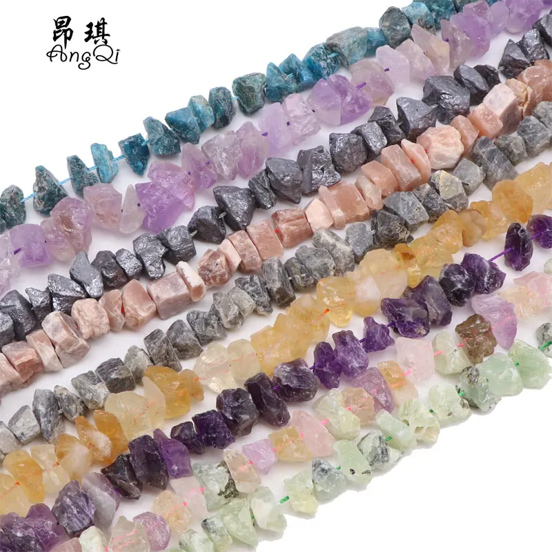 

Wholesale Middle Hole Freeform Natural Raw Stone Beads Irregular Rough Amethyst/Agate/Fluorite/Crystal Beads For Jewelry Making, Multi-colors