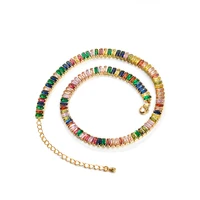 

BAOYAN Gold Plated Stainless Steel Jewelry Rainbow Crystal Gemstone Choker Necklace