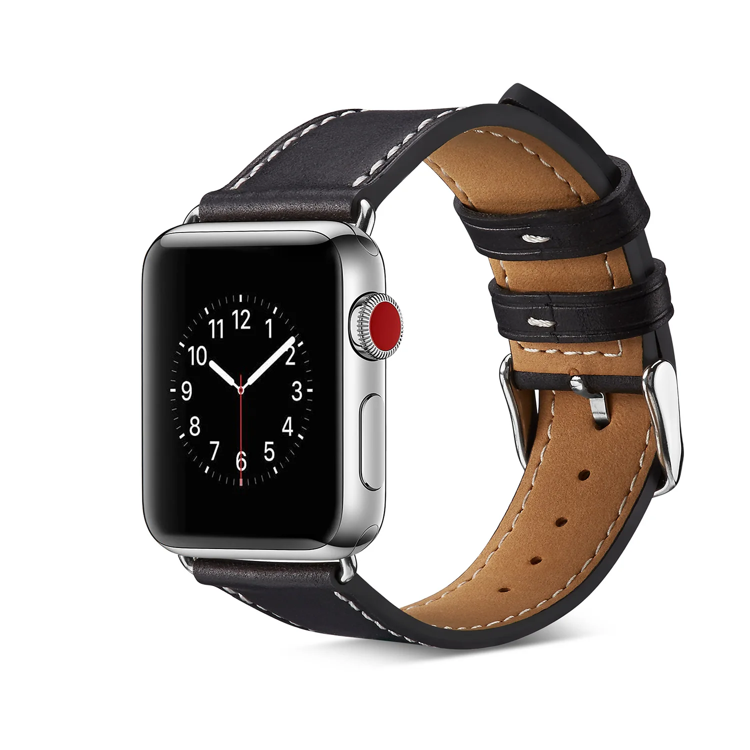 

Real Leather Strap for Apple Watch series 1 2 3 4 5 6, iWatch black brown leadther bands for T500 T600 HW22 W26 Smart Watch