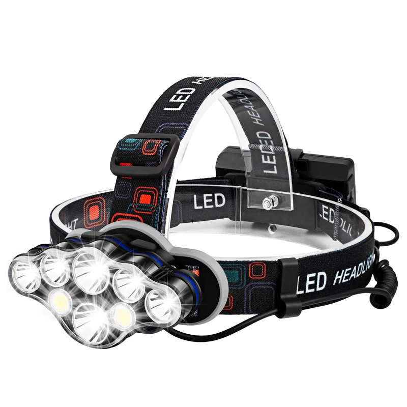 
Super Bright LED Headlamp Q5 T6 COB 8 Modes Head Flashlight USB Rechargeable Waterproof Camping Head Torch Headlamp 