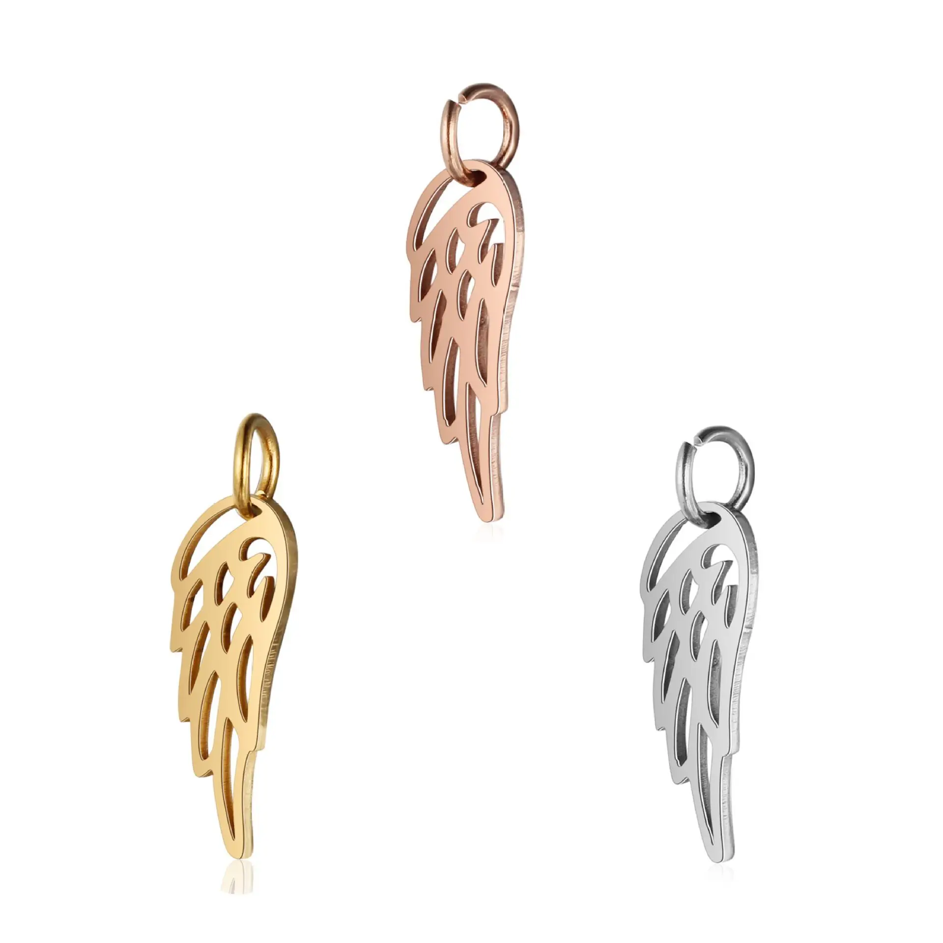 

Stainless Steel Angel Wing Silver Gold Feather Charms Pendant Small Size Wholesale Accessories