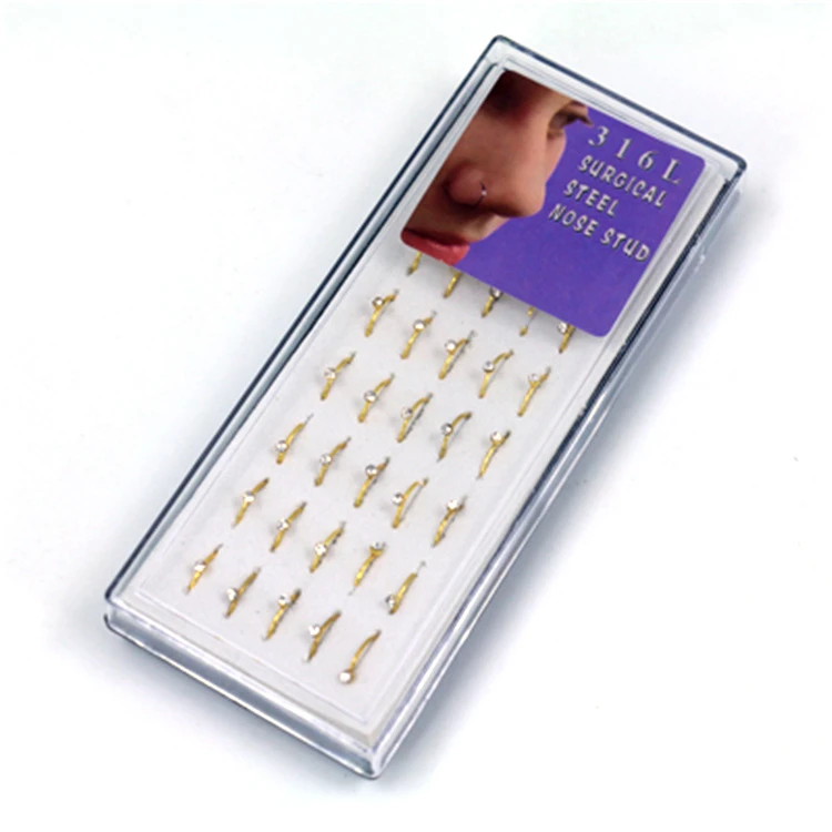 40Pcs/Box Wholesale Lots 316L Stainless Steel Nose Stud Ring Body Jewelry Piercing Women Nose Ring